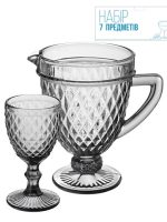 9053 Набір 7-пр. 1 глечик-1,15л +6 бокалів-340мл Аргайл графіт "S&T"