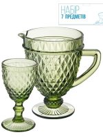 9053 Набір 7-пр. 1 глечик-1,15л +6 бокалів-340мл Аргайл смагард "S&T"