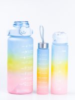 HPZSB120051BL Набір пляшок для води 3в1 500мл 900мл 2л з дозатором синій градієнт