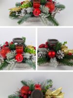 Підсвічник під свічку-таблетку червоний 26*18см