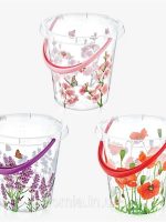 SK-150 Відро 12л прозоре з малюнком Маки (31,5х29,5см)  Irak Plastik