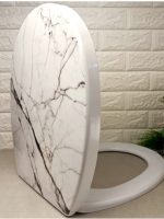 372 Сидіння на унітаз з декором Мармур білий