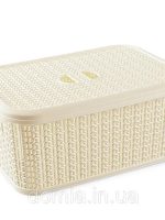 066 Кошик з кришкою 6л крем (28,5х20х12,5см) UKSAN