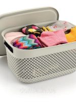 1089 Кошик в'язка з кришкою 33х24,2х16,5см 9л кремовий