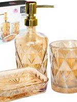 888-154 Набір у ванну 3 предм. Грані бурштин (дозатор , підстав. для зуб.щіт., мильниця) "S&T"