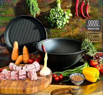 V15СРGr Казан узбецький WOK 15л з кришкою-сковородою гриль "S&T"