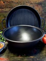 Т405CPGr Казан чавунний узбецький ВОК 8л з кришкою-сковородою гриль "S&T"