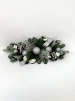 Новорічний декор на підвіконня 57см срібло