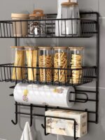 50256 Полиця-органайзер із тримачем настінна 3-х яр. 3 гач. 30*14*40см Stenson