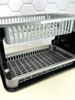 Сушка для посуду 2-х ярусна сіро-чорна Ажур 43*29*27,5см 12шт/уп Еф-Пласт