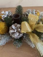 Підсвічник новорічний з шишками 38*22см  золото