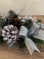 Підсвічник новорічний з шишками 38*22см срібло