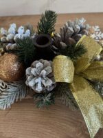 Підсвічник новорічний з шишками 38*22см пудра