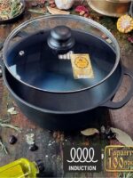 V4C3 Каструля чавунна лита 4л зі скляною кришкою "S&T"