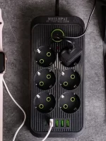 HP-5-24 Переноска 6 розеток 5 USB 3 метри, чорна