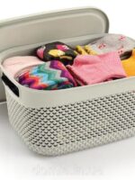 1089 Кошик в'язка з кришкою 33х24,2х16,5см 9л слонова кістка