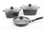 1505 А+ Набір каструль 6 предм. мрамор квадр. (2кастр(3,2л;5,1л)+1сковорода 24см)