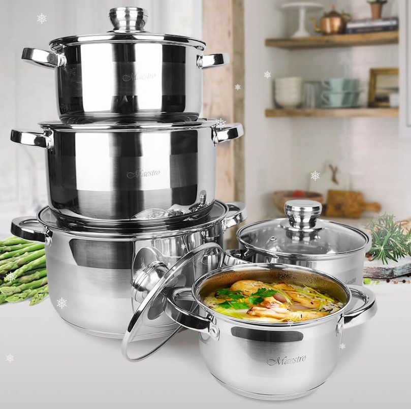 Знімок екрана 2025-12-29 091837 MR-2220-10 Набір каструль 10 предм. (1,5л;1,5л;2л;3л;5л) Мaestro - Зображення 1
