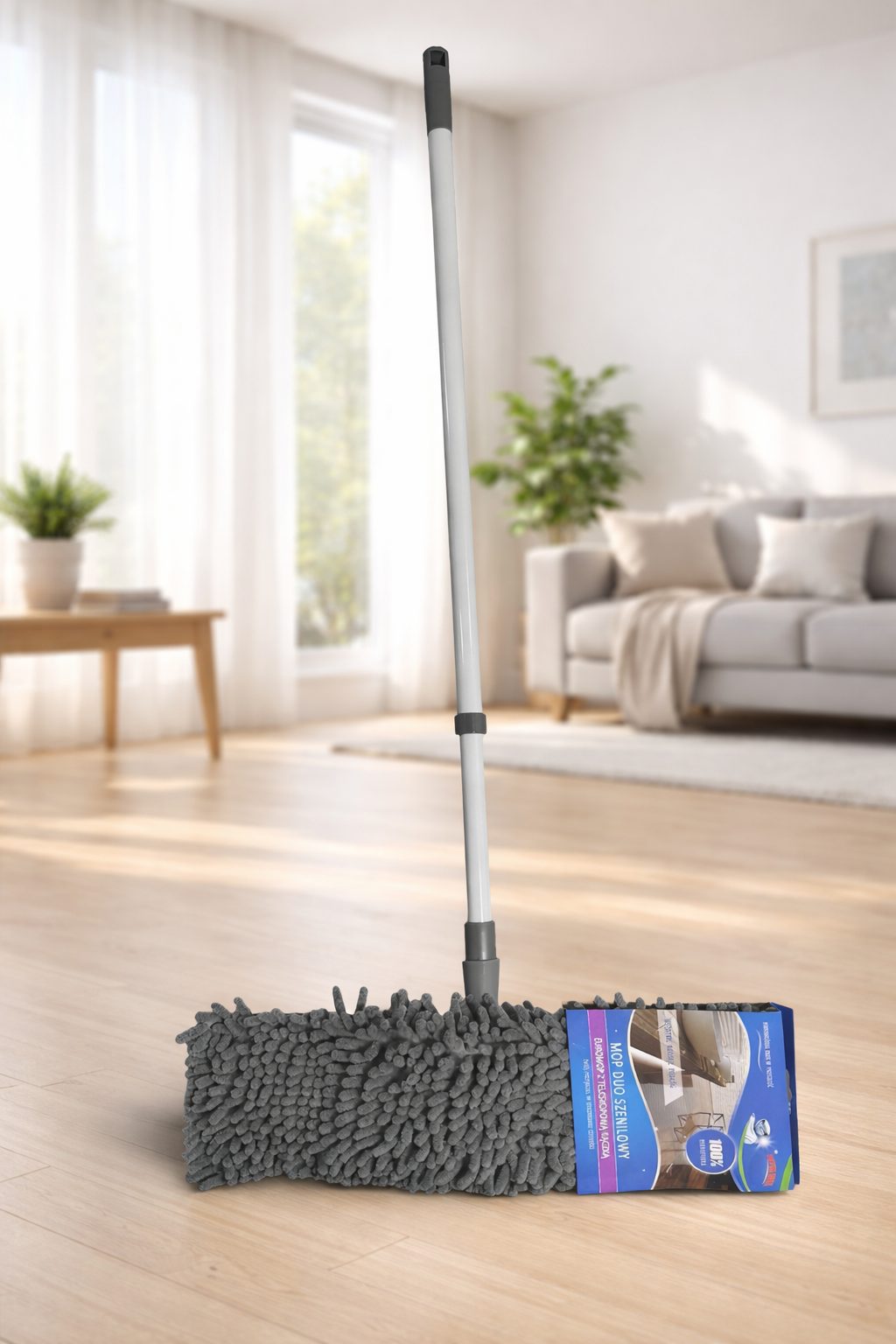 шв 2721 Швабра DUO SHENILOWY МІКС (телескоп, пластик мікрофібра локшина) Польща - Зображення 1