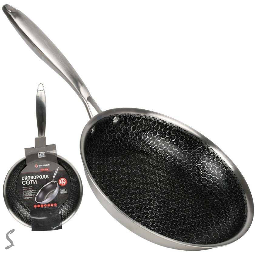 ско 10383-24 Сковорода з антипригарним покриттям "Соти" d24*4,5см інд.дно Stenson - Зображення 1