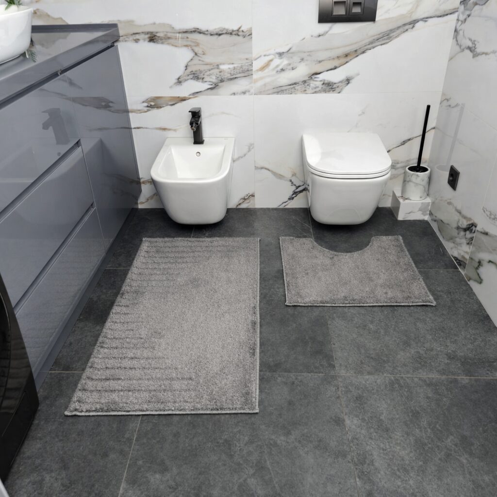 аб2 Коврик 2в1 у ванну тафтинговий 57*100+57*50 Joy сірий абстракція Dariana - Зображення 1