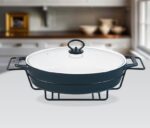 Марміт керам. на підставці MR-11360-74 (32,5см) овал. 1,5л чорний Maestro