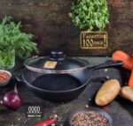 Т202С3 Сковорода чавунна лита 24*6см зі склянною кришкою "S&T"