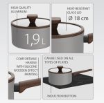 Ківш з кришкою MR-1211-18S 1,9л,антипр.покр.інд.дно Maestro - Зображення 2