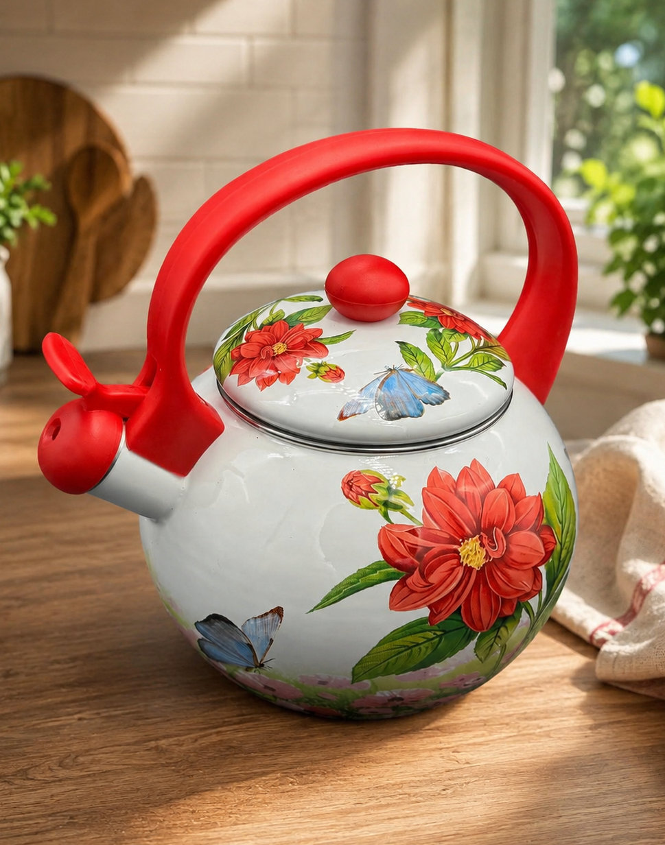 квітка ч FT7 49/L PINK HANDLE Чайник 2,2 л зі свистком, пластикова ручка КВІТКА Interos - Зображення 1