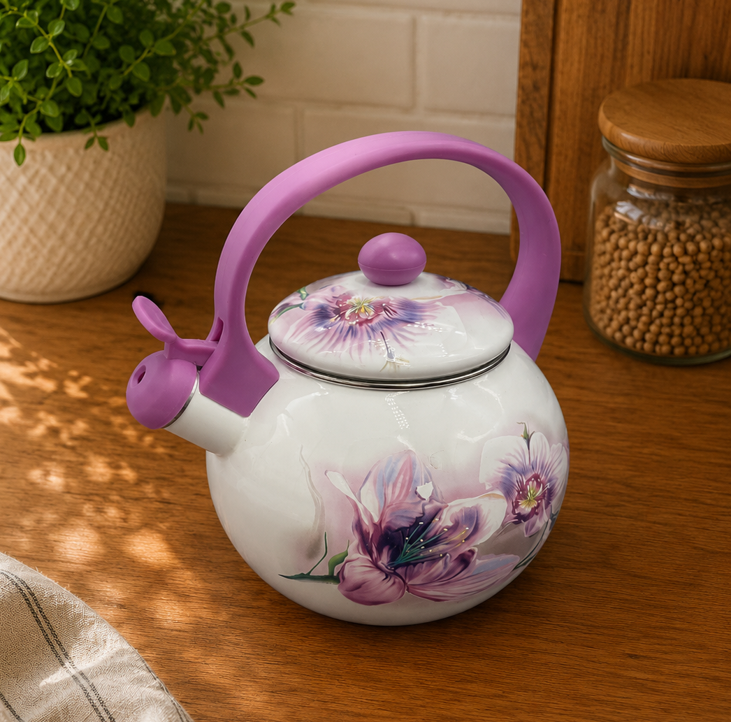 орх FT7 5/L Чайник 2,2 л зі свистком, пластикова ручка PINK HANDLE ОРХІДЕЯ - Зображення 1