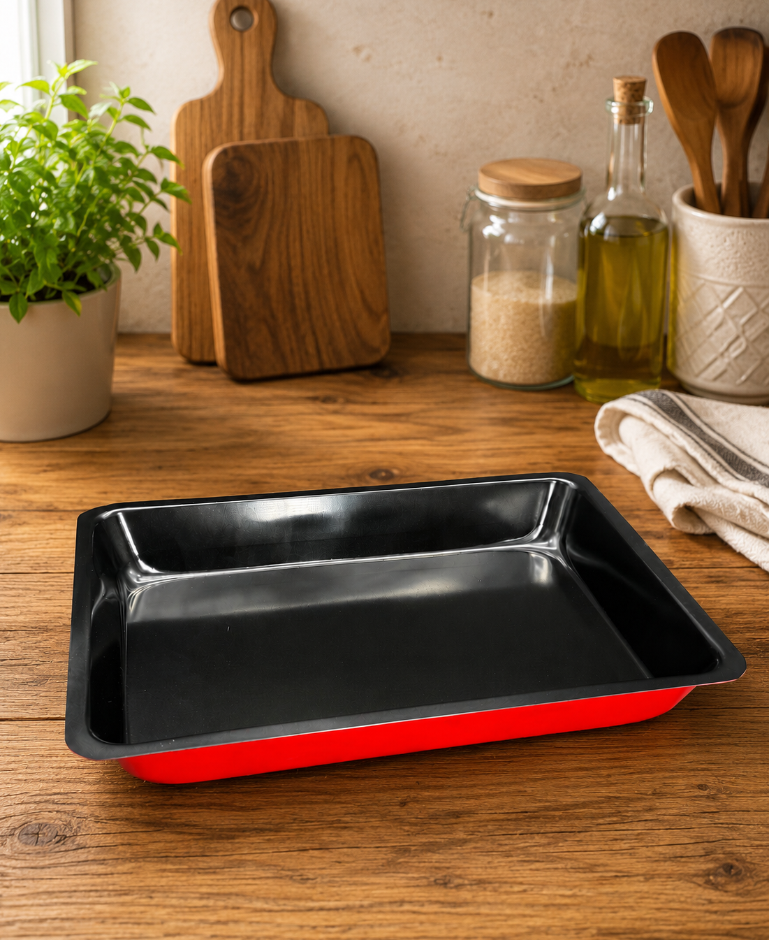 червона тефлон Форма для запікання Тефлонове покриття 31.5*21.5CM - Зображення 1