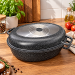 YTG015 Гусятниця Гранітна з кришкою-гриль 39х26,5х18см