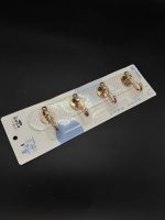 ZYX-5632 Вішалка настінна пластмасова прозора з золотими 4 гачками 18х5см - Зображення 2