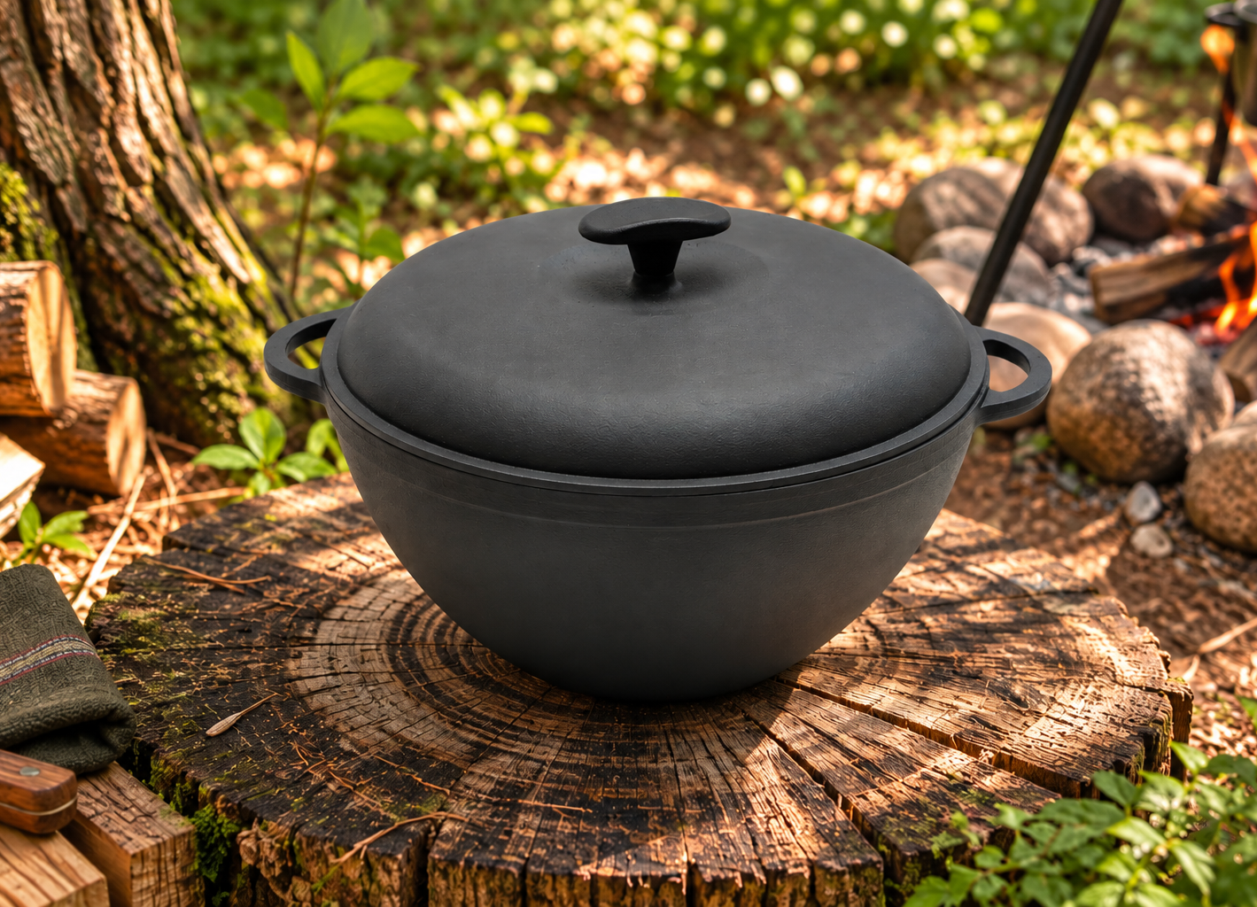 вок з кришкою 8л 3415W-K Каструля чавунна WOK з кришкою 8л, 34*15,5см Сітон - Зображення 1