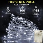 100L10MWW Гірлянда Роса нитка 100 LED довжина 10 м на батарейках, білий