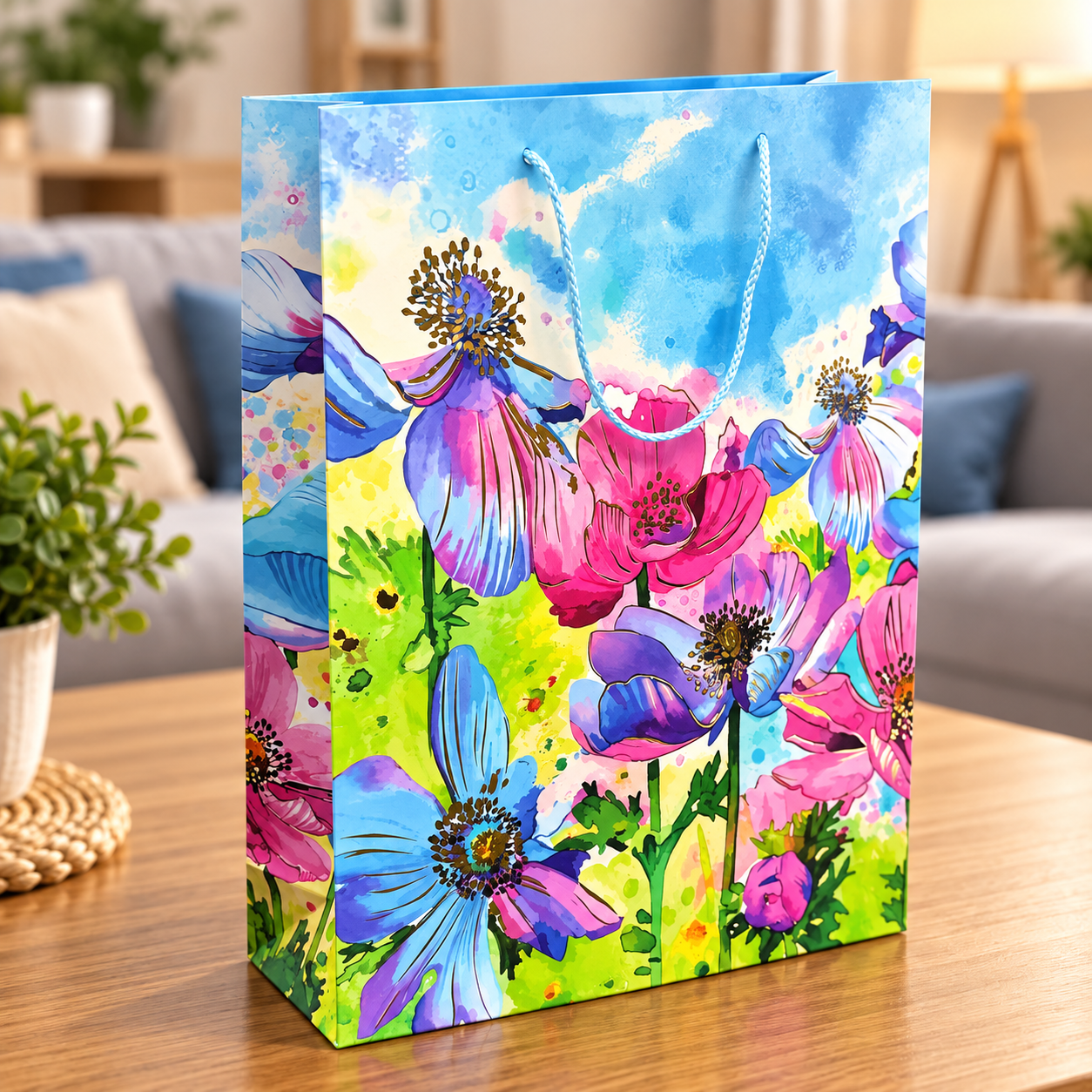гіац Пакет подарунковий паперовий L "Flower garden" Анемани 31*42*12см R95513-L - Зображення 1