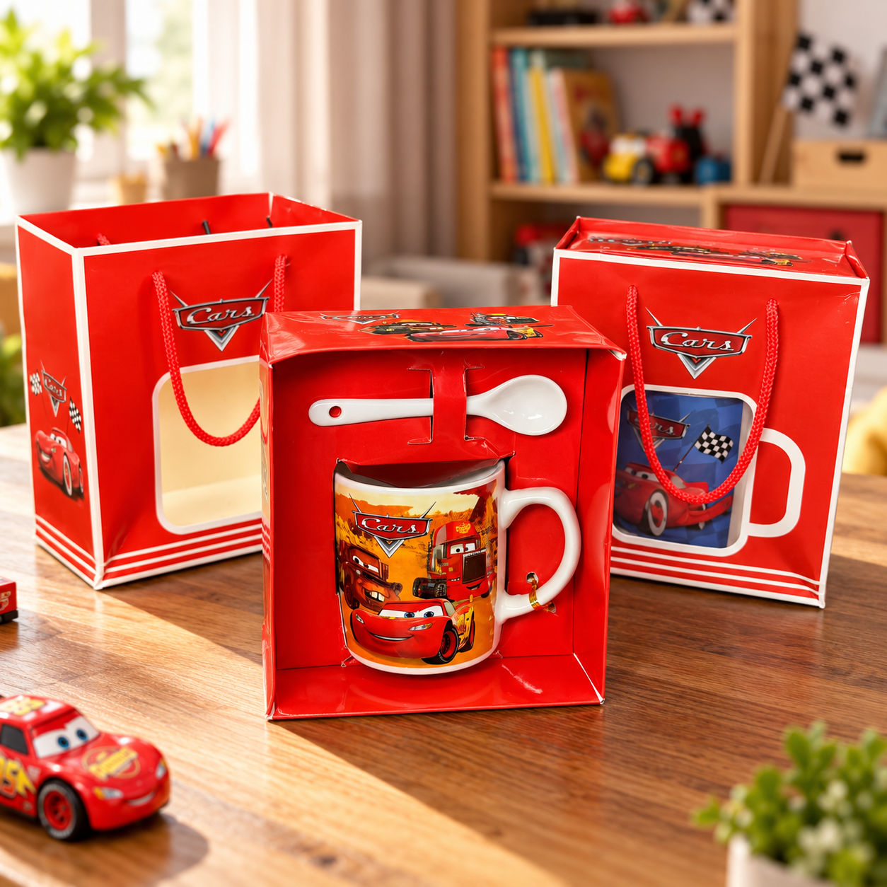 тачки в сумці 2169/147 Кружка з ложкою Тачки - Зображення 1